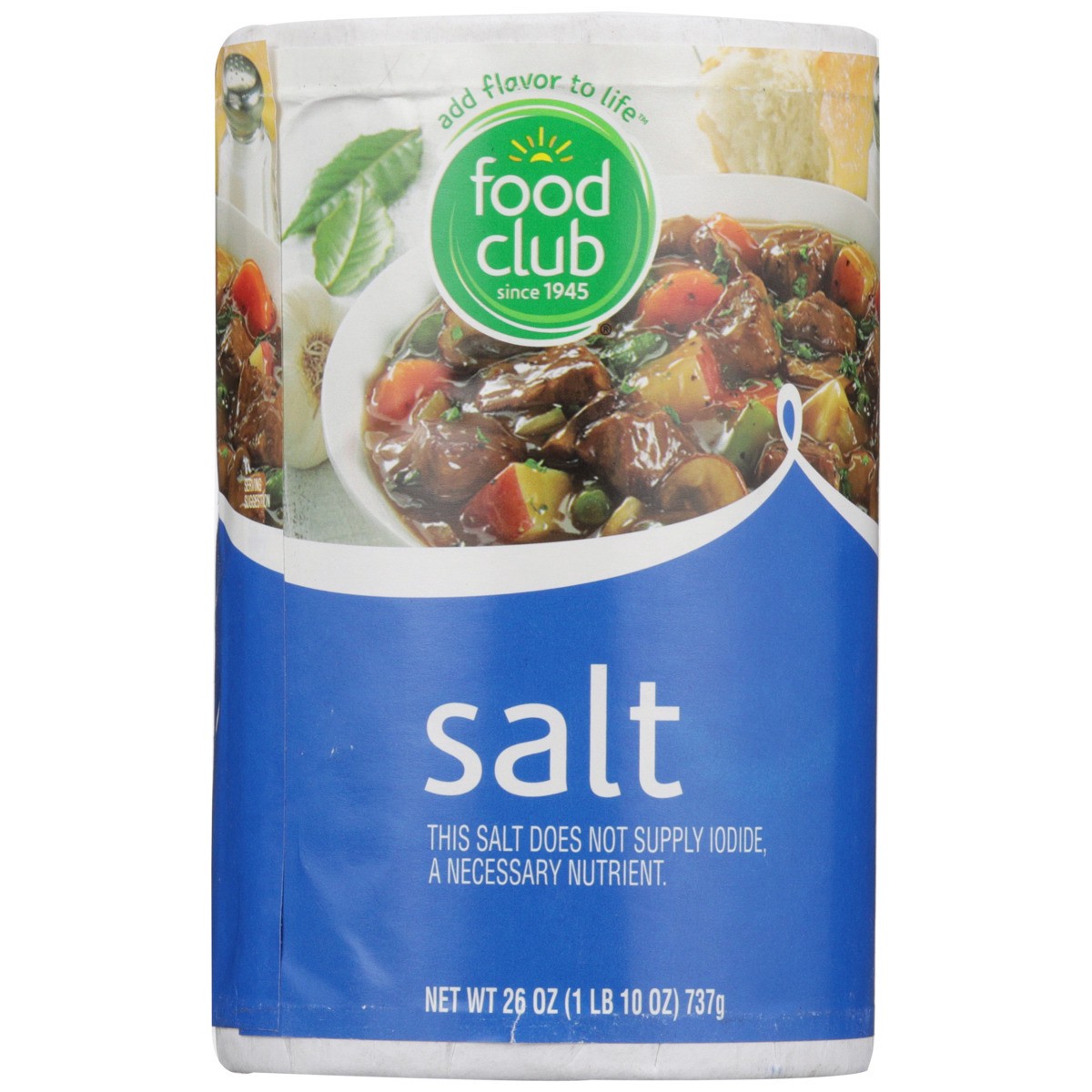 slide 8 of 9, Food Club Salt, 26 oz