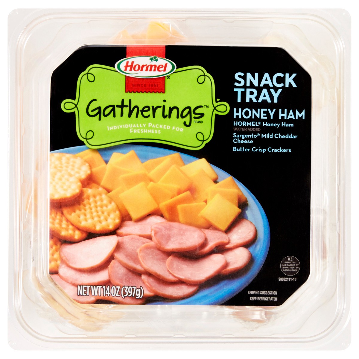 slide 1 of 9, HORMEL GATHERINGS Snack Tray Honey Ham and Cheese, 14 oz