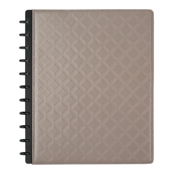 slide 1 of 4, TUL Discbound Notebook, Letter Size, Embossed Leather Cover, Narrow Ruled, 120 Pages (60 Sheets), Gray, 60 ct