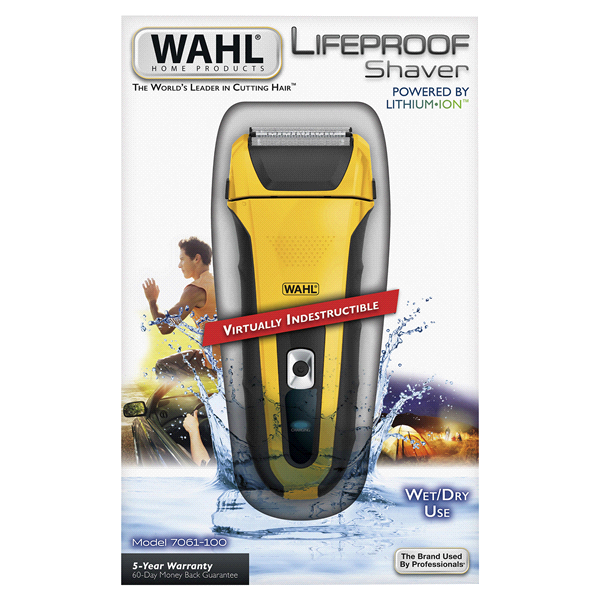 slide 1 of 3, Wahl Lifeproof Lithium Ion Men's Rechargeable Shaver With Rubber Grips And Quick Charge - 7061-100, 1 ct