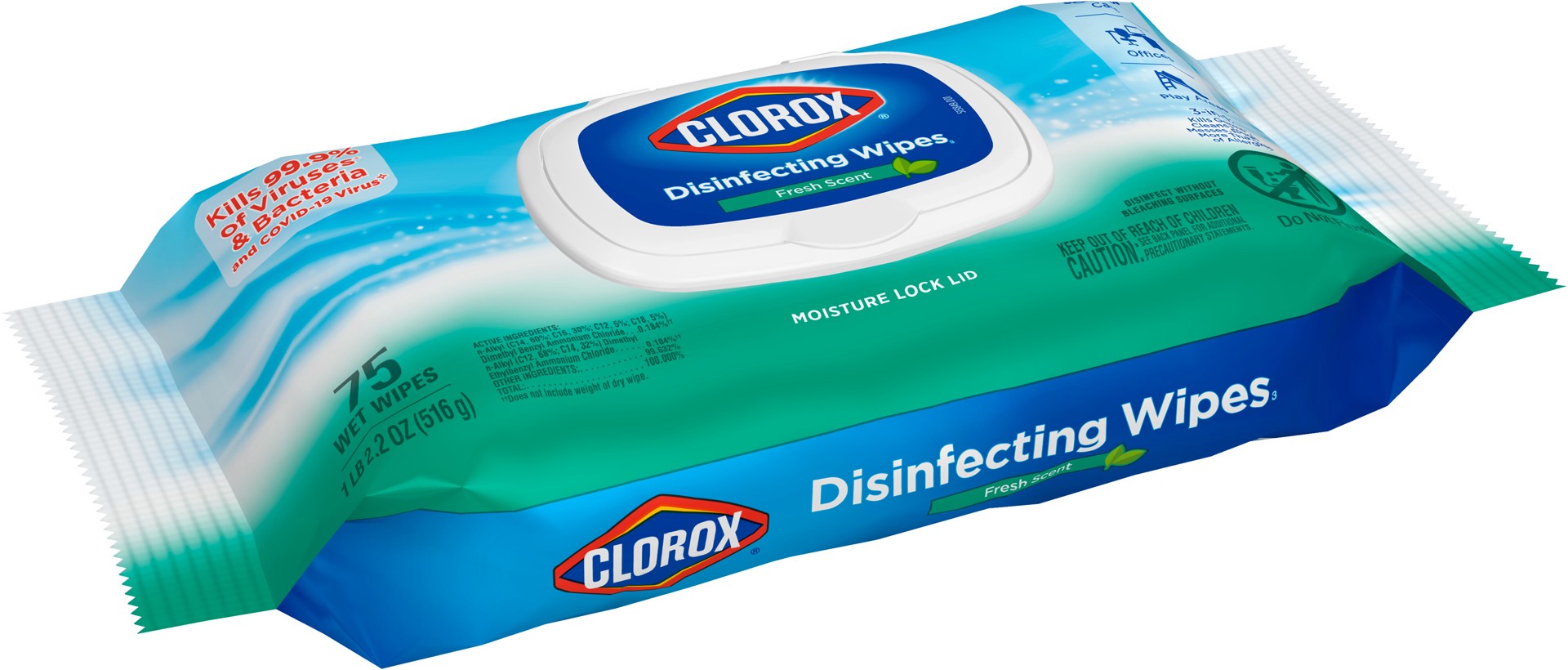 slide 5 of 5, Clorox Disinfecting Wipes, Bleach Free Cleaning Wipes -Fresh Scent, 75 Count, 75 ct