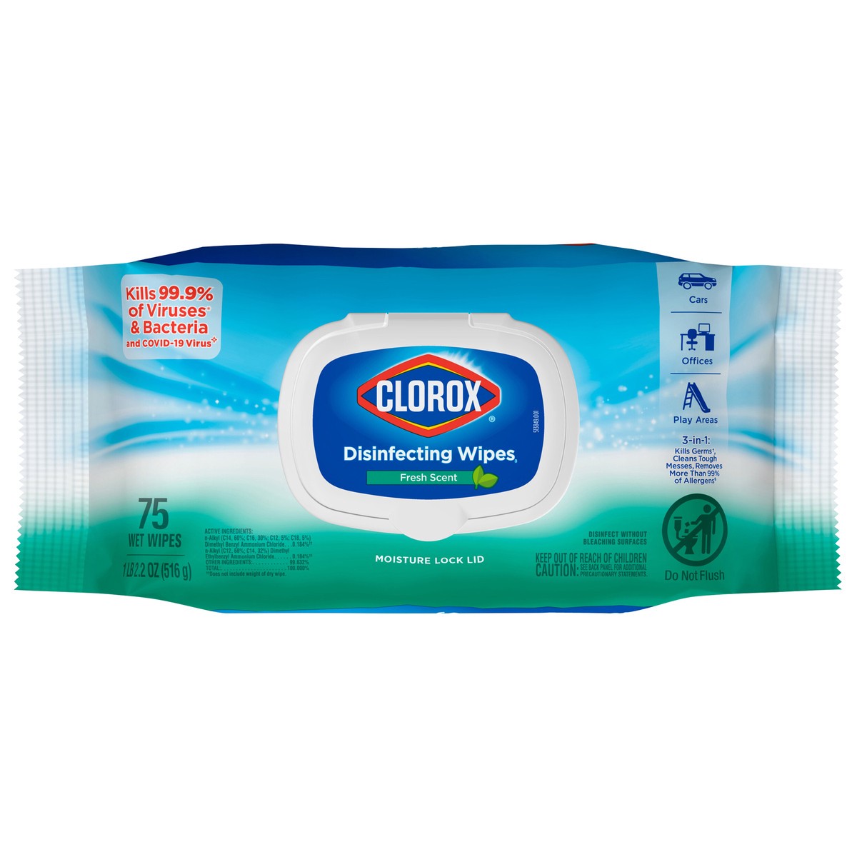 slide 1 of 5, Clorox Disinfecting Wipes, Bleach Free Cleaning Wipes -Fresh Scent, 75 Count, 75 ct