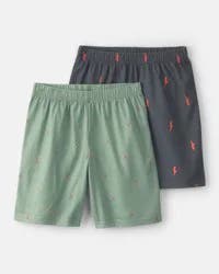 Boys 2-Pack Gaming Pajama Shorts - Green/Grey - Size 10