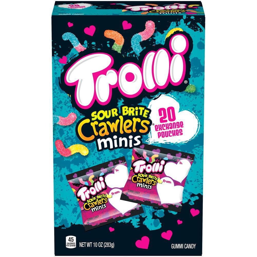 slide 1 of 1, Trolli Mini Sour Brite Crawlers 20 Count Exchange Pouches 10 Ounce Box, 10 oz