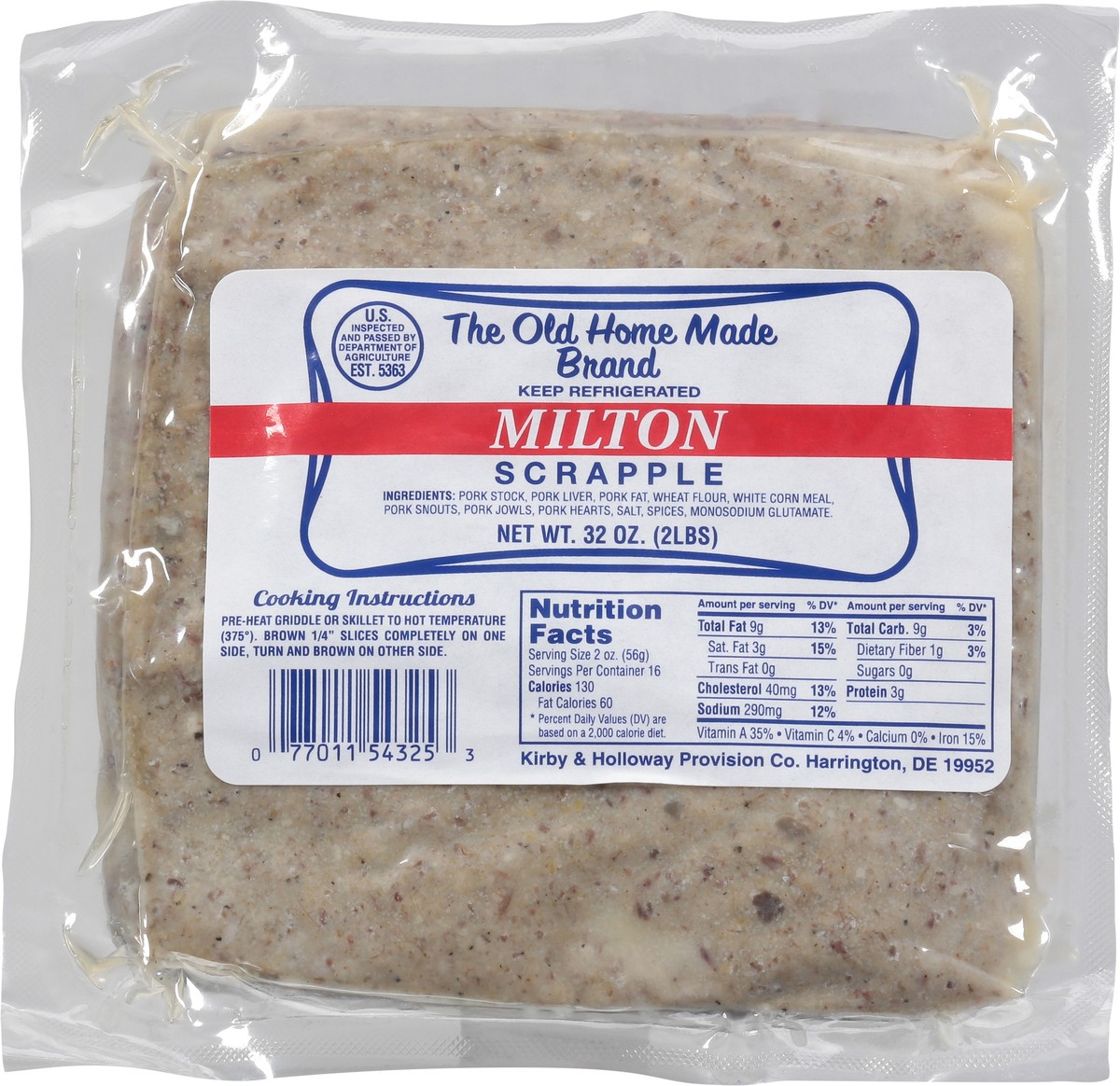 slide 5 of 11, Kirby and Holloway Milton Scrapple, 32 oz