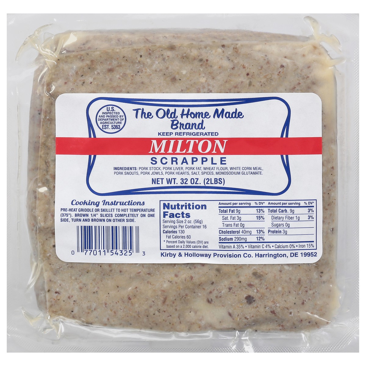 slide 2 of 11, Kirby and Holloway Milton Scrapple, 32 oz