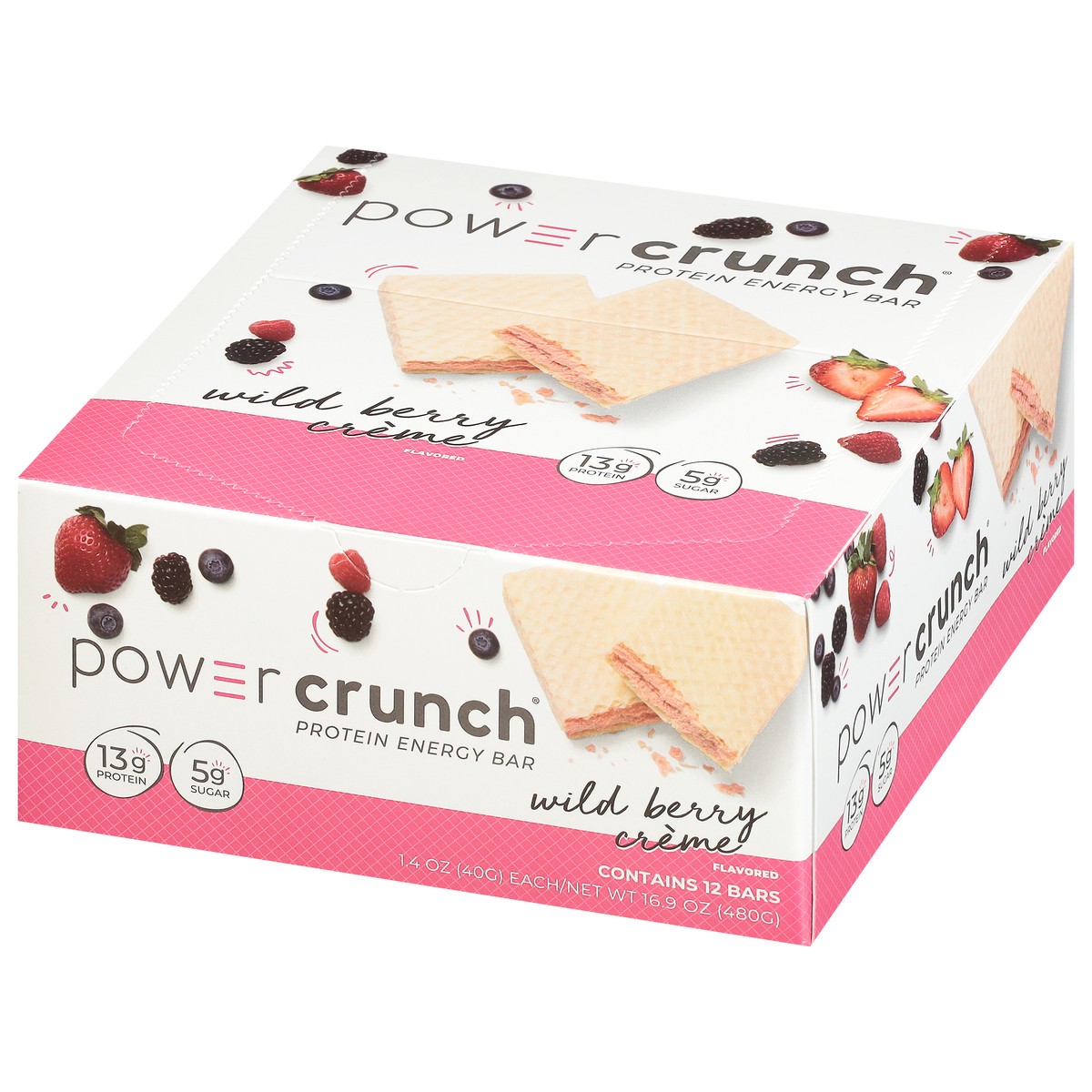 slide 3 of 9, Power Crunch Wild Berry Creme Flavored Protein Energy Bar 12 - 1.4 oz Bars, 12 ct