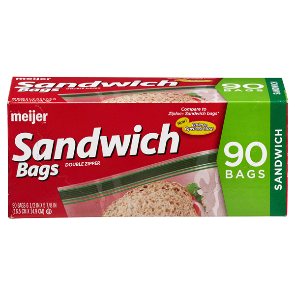 slide 16 of 29, Meijer Double Zipper Sandwich Bags, 90 ct