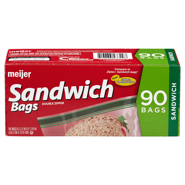 slide 20 of 29, Meijer Double Zipper Sandwich Bags, 90 ct