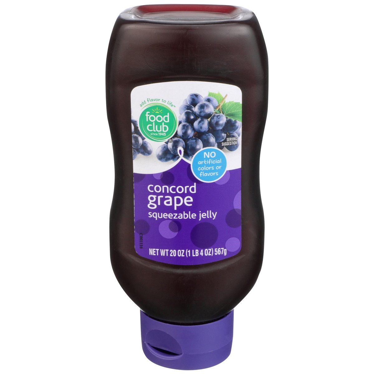 slide 1 of 1, Food Club Concord Grape Squeezable Jelly, 20 oz