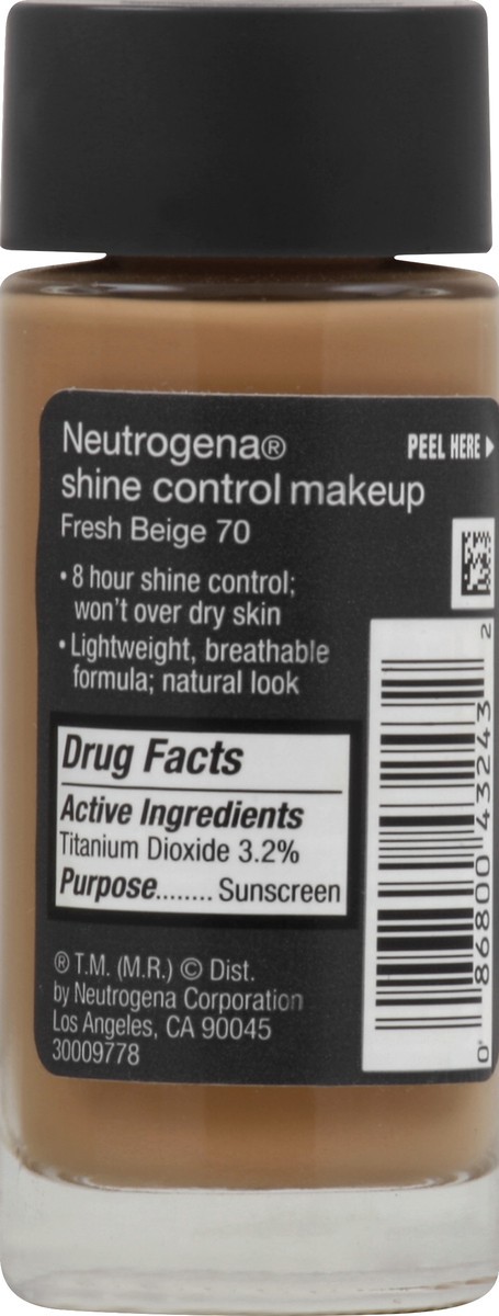 slide 3 of 6, Neutrogena Shine Control Liquid Makeup Broad Spectrum SPF 20, Fresh Beige 70, 1 Oz, 1 fl oz