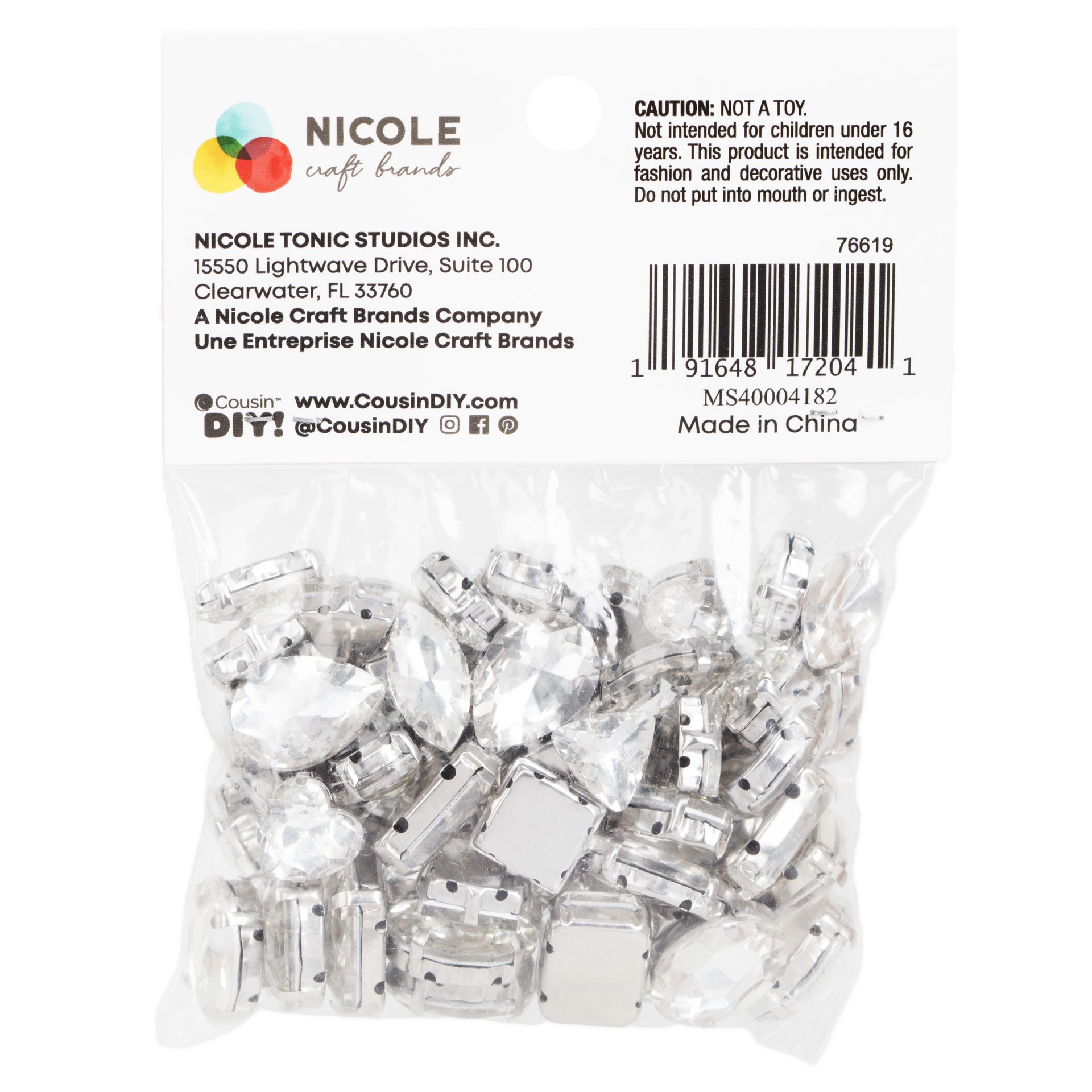 slide 2 of 7, Cousindiy Silver Crystal Glass Sew-On Rhinestones, 64ct., 64 ct