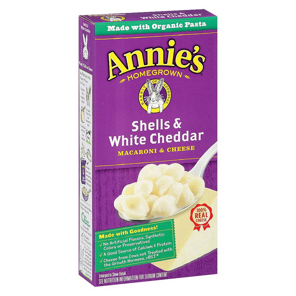 slide 93 of 108, Annie's Shells and White Cheddar, Made with Organic Pasta and Real Cheese, 6 oz, 6 oz