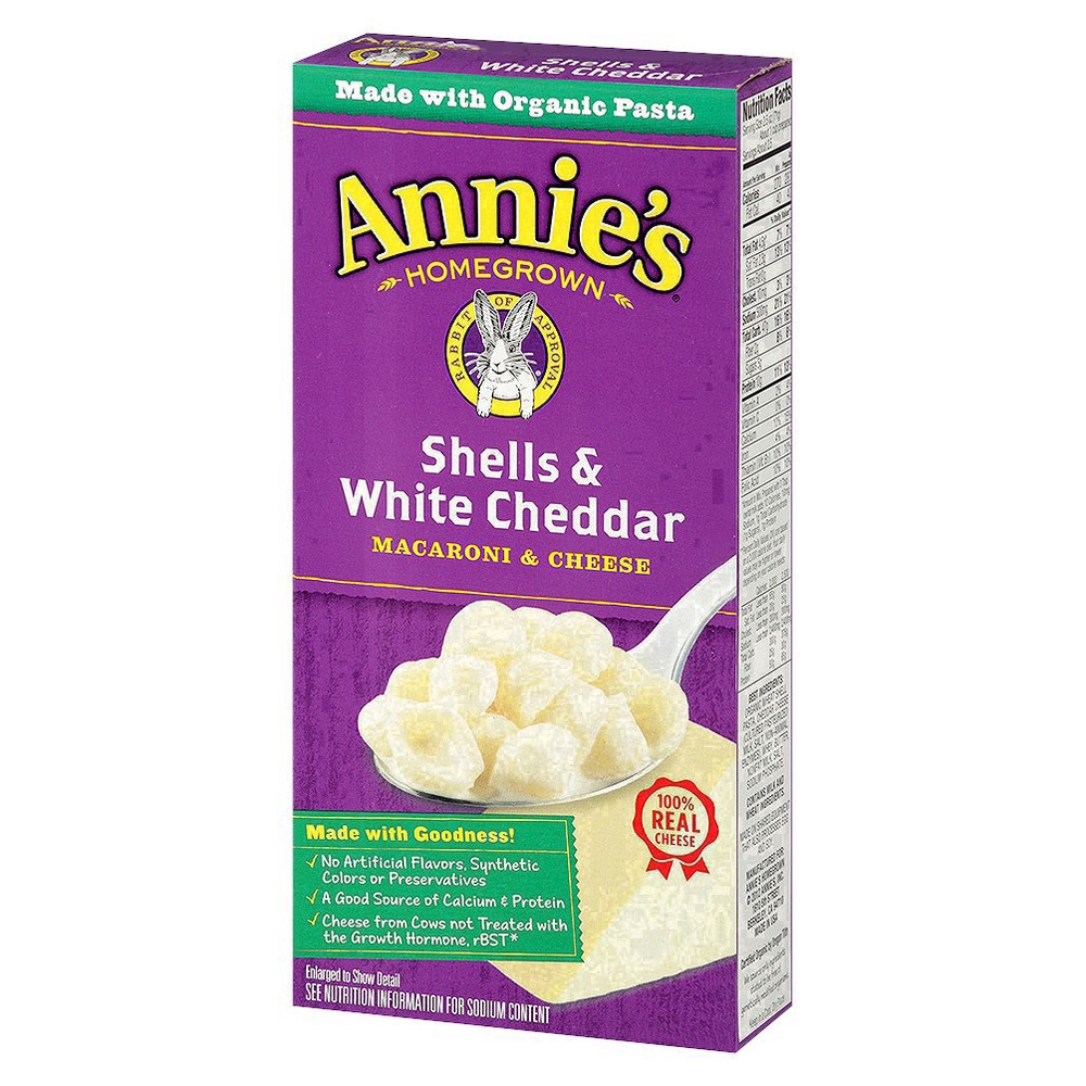 slide 91 of 108, Annie's Shells and White Cheddar, Made with Organic Pasta and Real Cheese, 6 oz, 6 oz