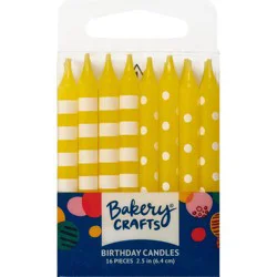 Bakerly Bakery Crafts Yellow With Stripes and Polka Dots Birthday Candles