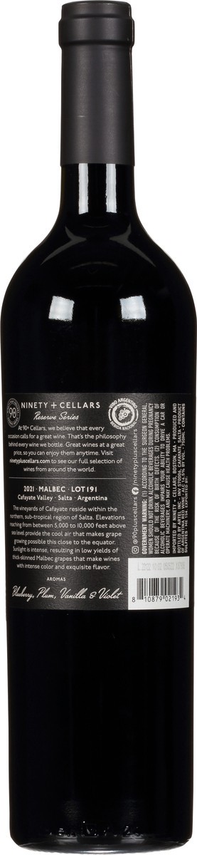 slide 5 of 9, 90+ Cellars Cafayate Valley Argentina Lot 191 Malbec 750 ml, 750 ml