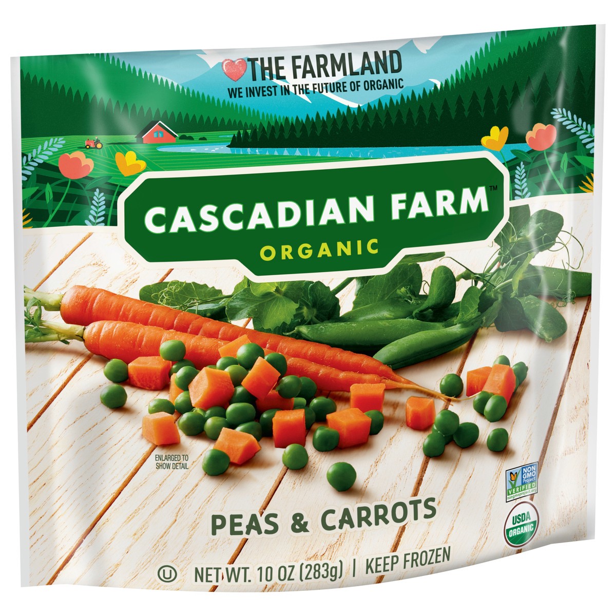 slide 3 of 9, Cascadian Farm Organic Peas & Carrots, Non-GMO, Frozen Vegetables, 10 oz. Bag, 10 oz