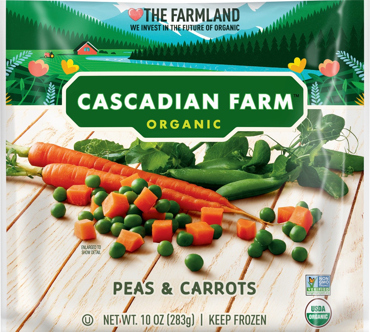 slide 7 of 9, Cascadian Farm Organic Peas & Carrots, Non-GMO, Frozen Vegetables, 10 oz. Bag, 10 oz