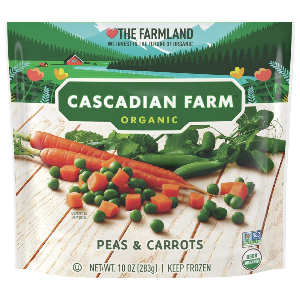 slide 1 of 9, Cascadian Farm Organic Peas & Carrots, Non-GMO, Frozen Vegetables, 10 oz. Bag, 10 oz