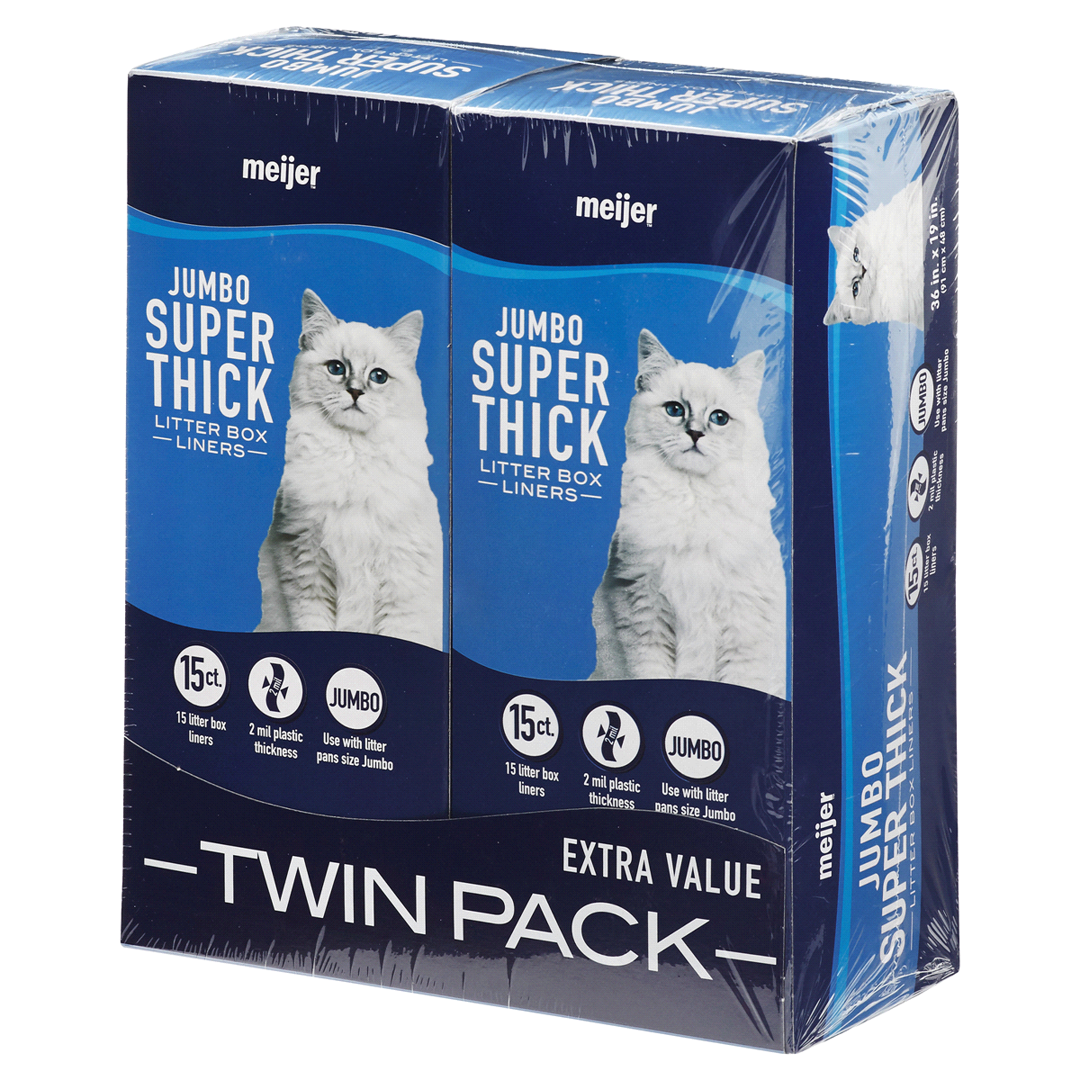 slide 4 of 8, Meijer Jumbo Super Thick Cat Litter Box Liners, 30 ct