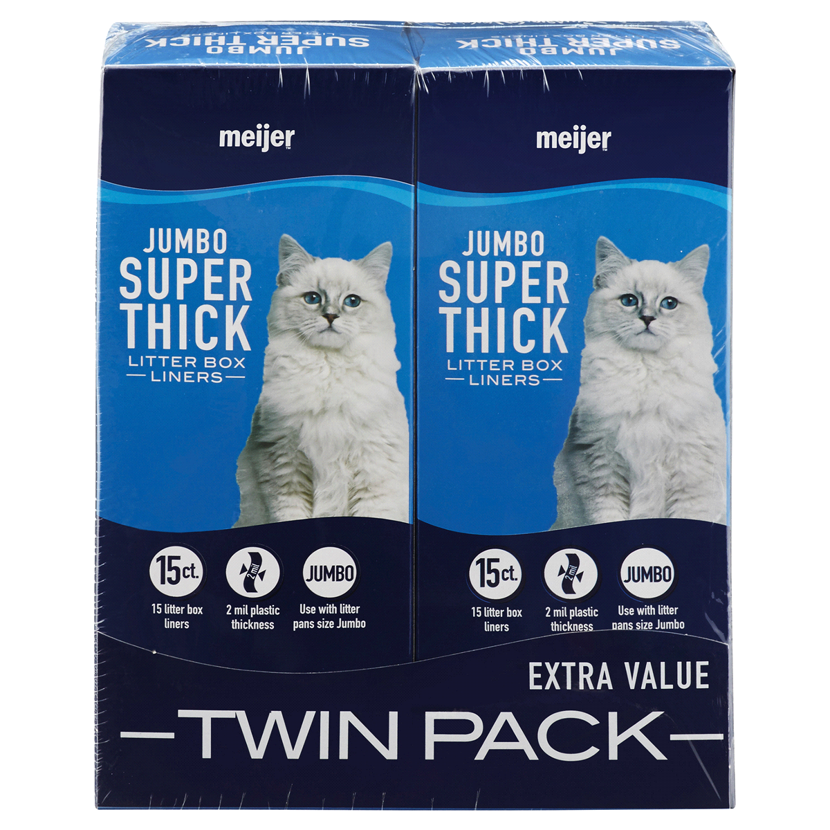 slide 1 of 8, Meijer Jumbo Super Thick Cat Litter Box Liners, 30 ct