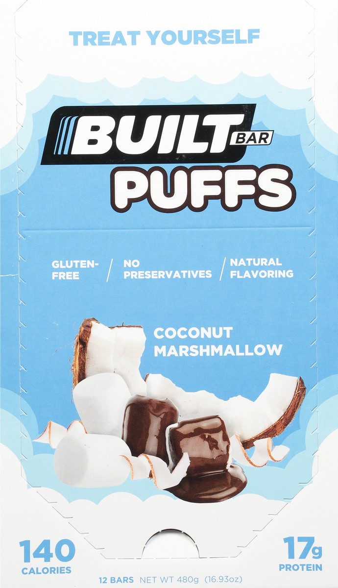 slide 9 of 12, Built Bar Puff Protein Bar, Coconut, 12ct Box, 12 ct