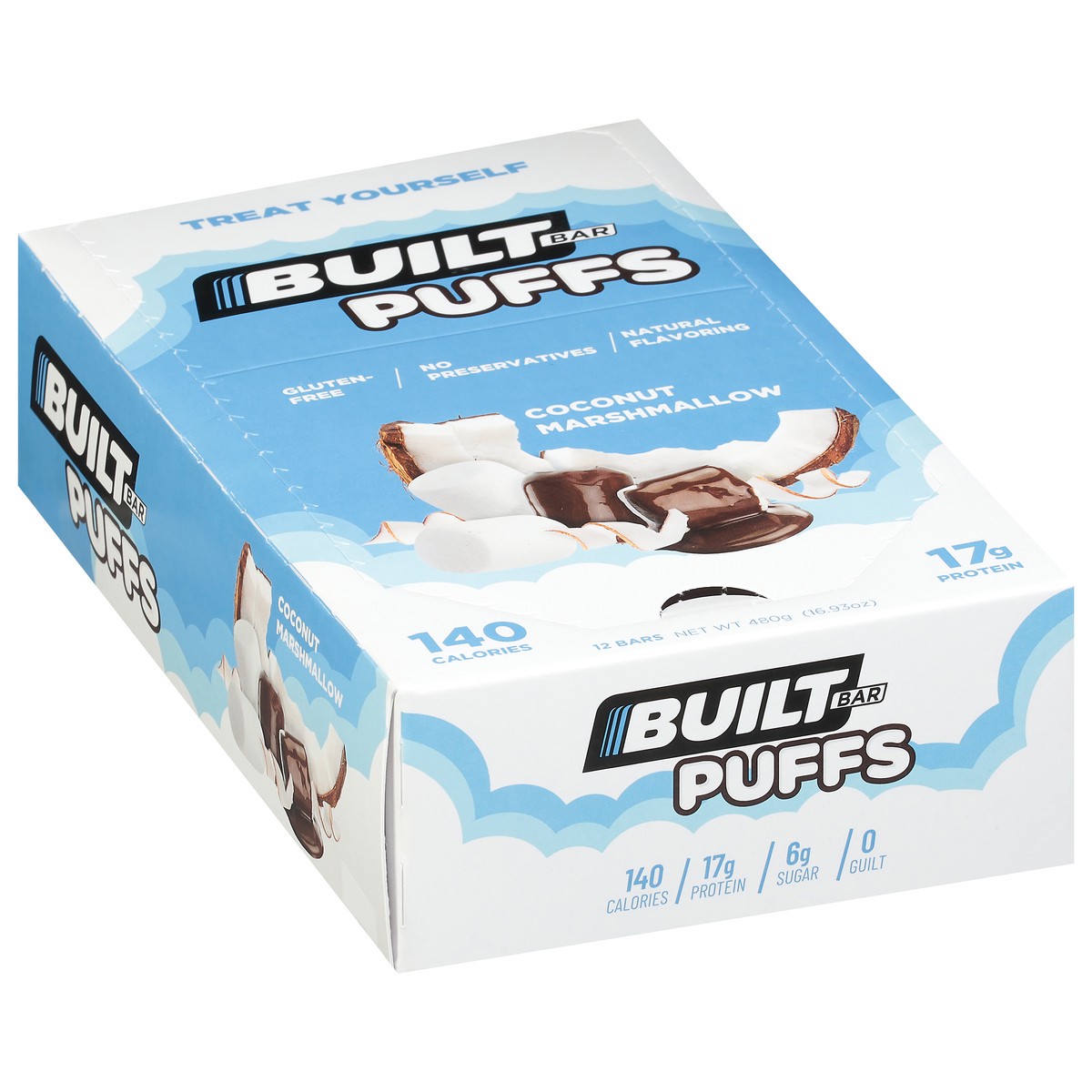 slide 7 of 12, Built Bar Puff Protein Bar, Coconut, 12ct Box, 12 ct