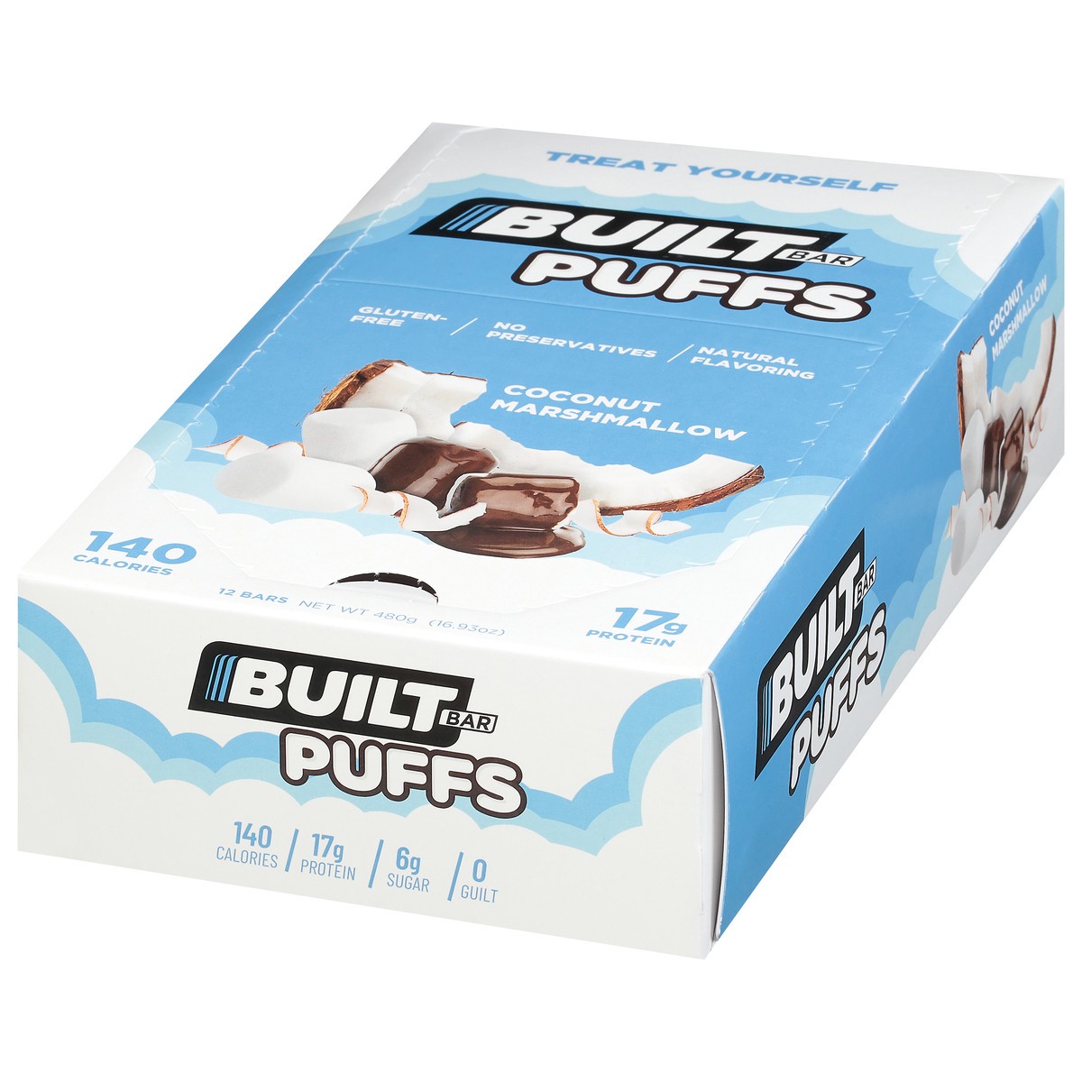slide 6 of 12, Built Bar Puff Protein Bar, Coconut, 12ct Box, 12 ct