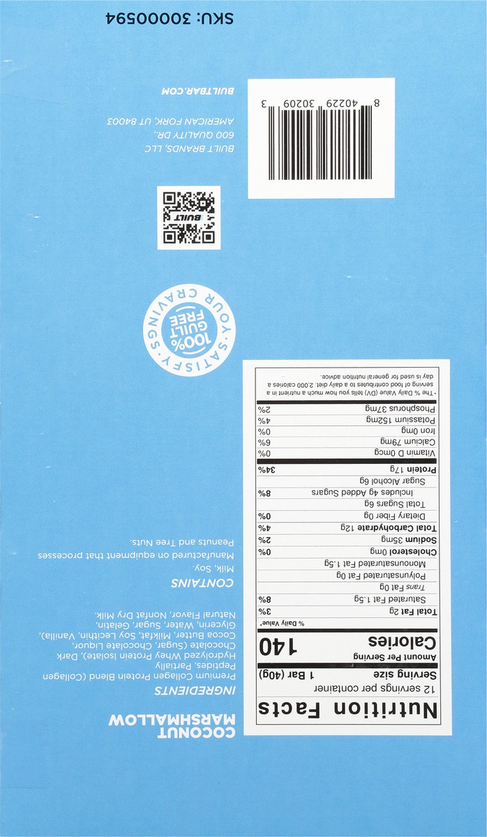 slide 11 of 12, Built Bar Puff Protein Bar, Coconut, 12ct Box, 12 ct