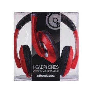 slide 1 of 1, Sound Logic Dynamic Stero Sound Headphones, Red, 1 ct