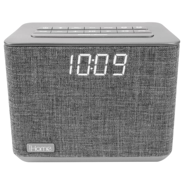 slide 1 of 1, iHome iBT232 Clock Radio - Gray, 5.44 in x 2.99 in x 4.89 in