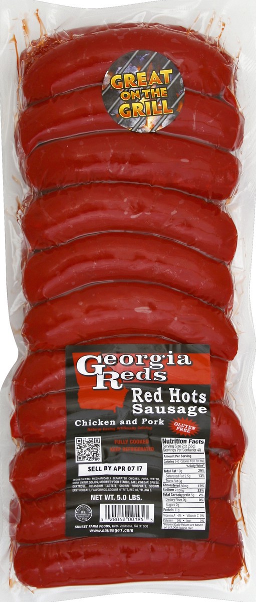 slide 3 of 5, Georgia Reds Red Hots Sausage 5 lb, 5 lb