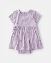 Carter's Baby Girl Fairytale Short-Sleeve PurelySoft Bodysuit Dress - Purple NB