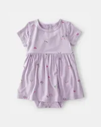 Carter's Baby Girl Fairytale Short-Sleeve PurelySoft Bodysuit Dress - Purple - 24M