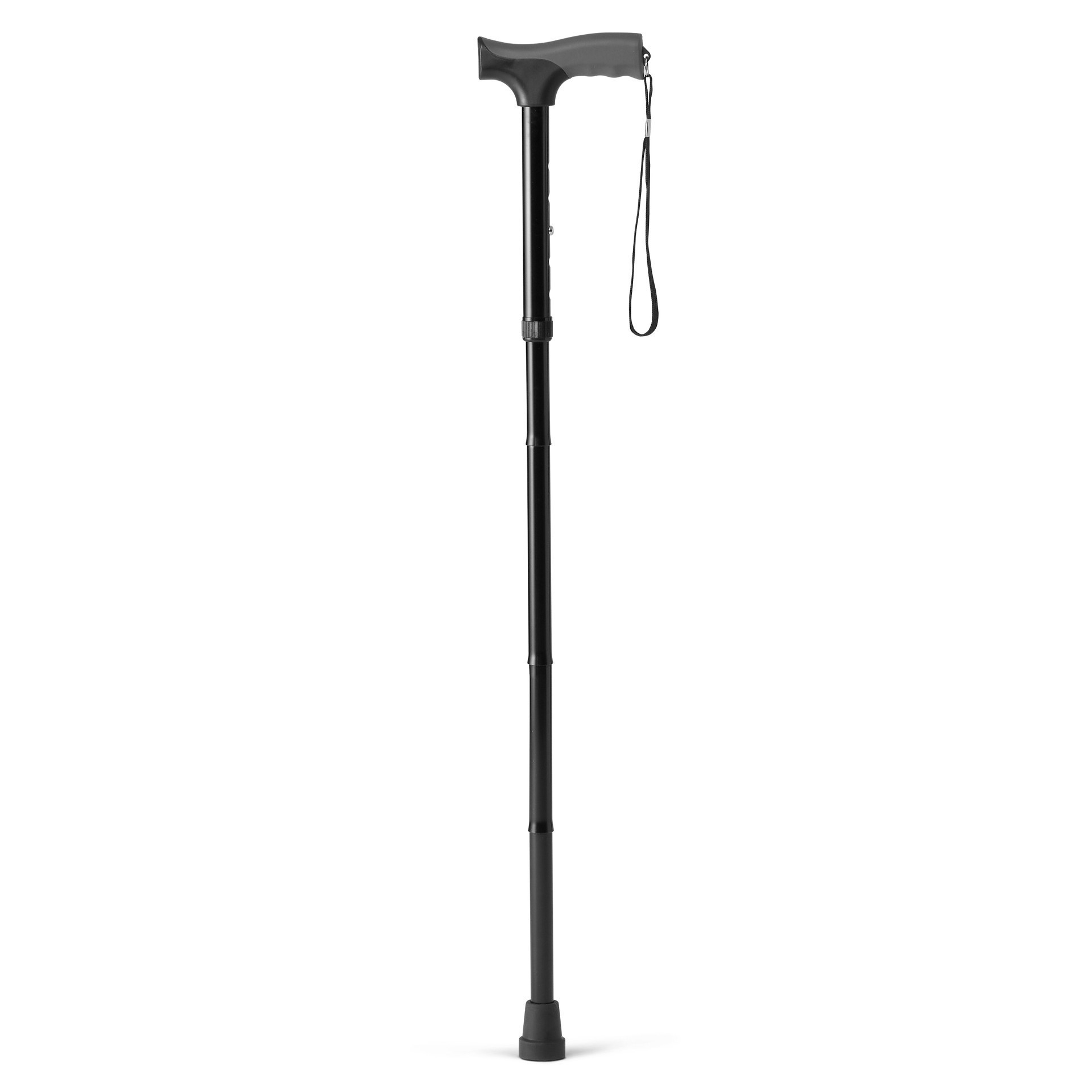slide 1 of 1, CVS Health Gel Grip Folding Cane, Black Shiny, 1 ct