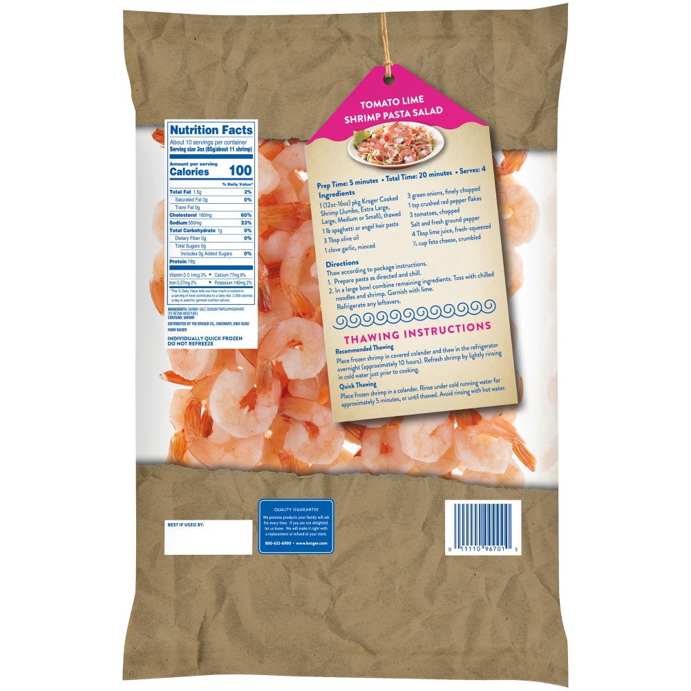 slide 2 of 4, Kroger Tail-On Peeled & Deveined Cooked Shrimp, 32 oz