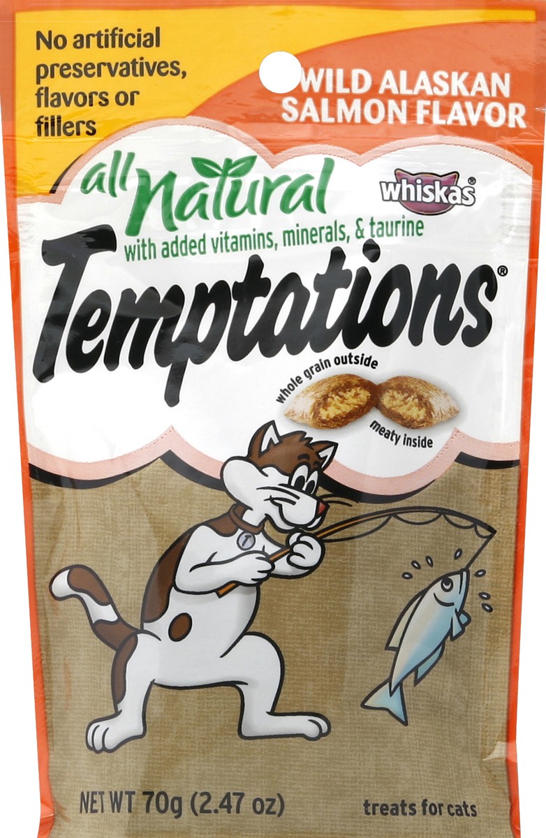 slide 2 of 3, Temptations Treats for Cats, Wild Alaskan Salmon Flavor, 2.47 oz