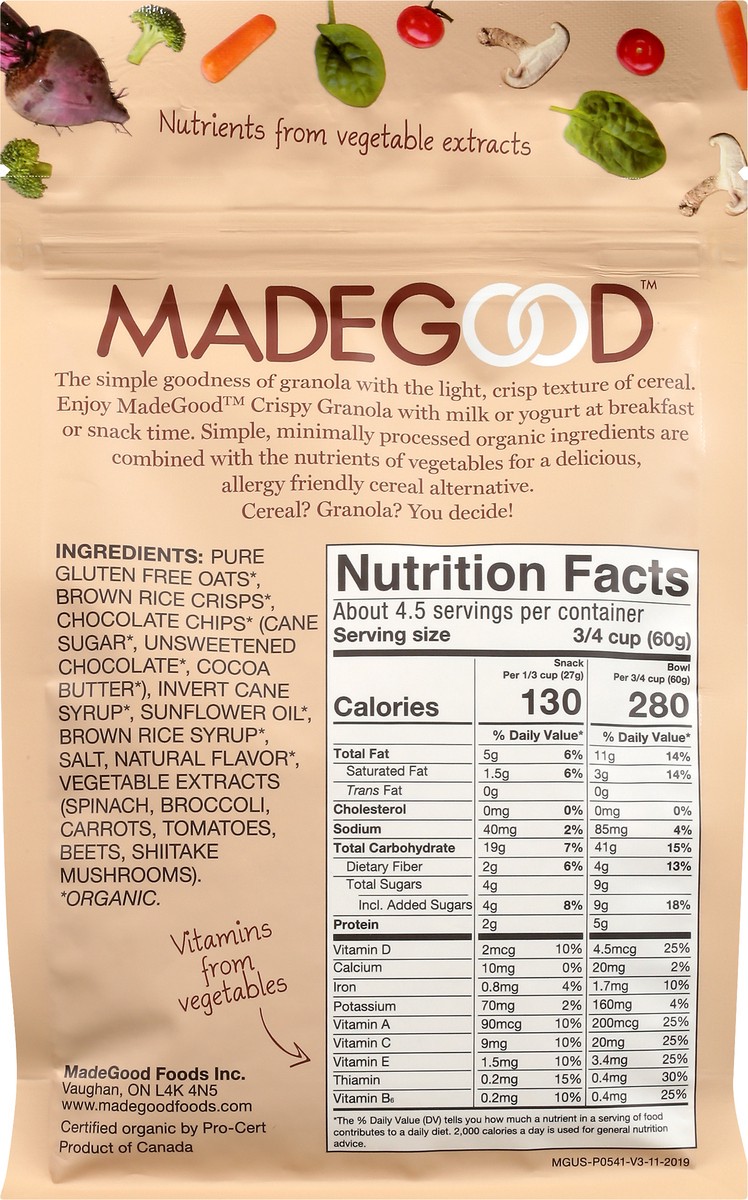 slide 4 of 9, MadeGood Crispy Light Cocoa Crunch Granola 10 oz, 10 oz