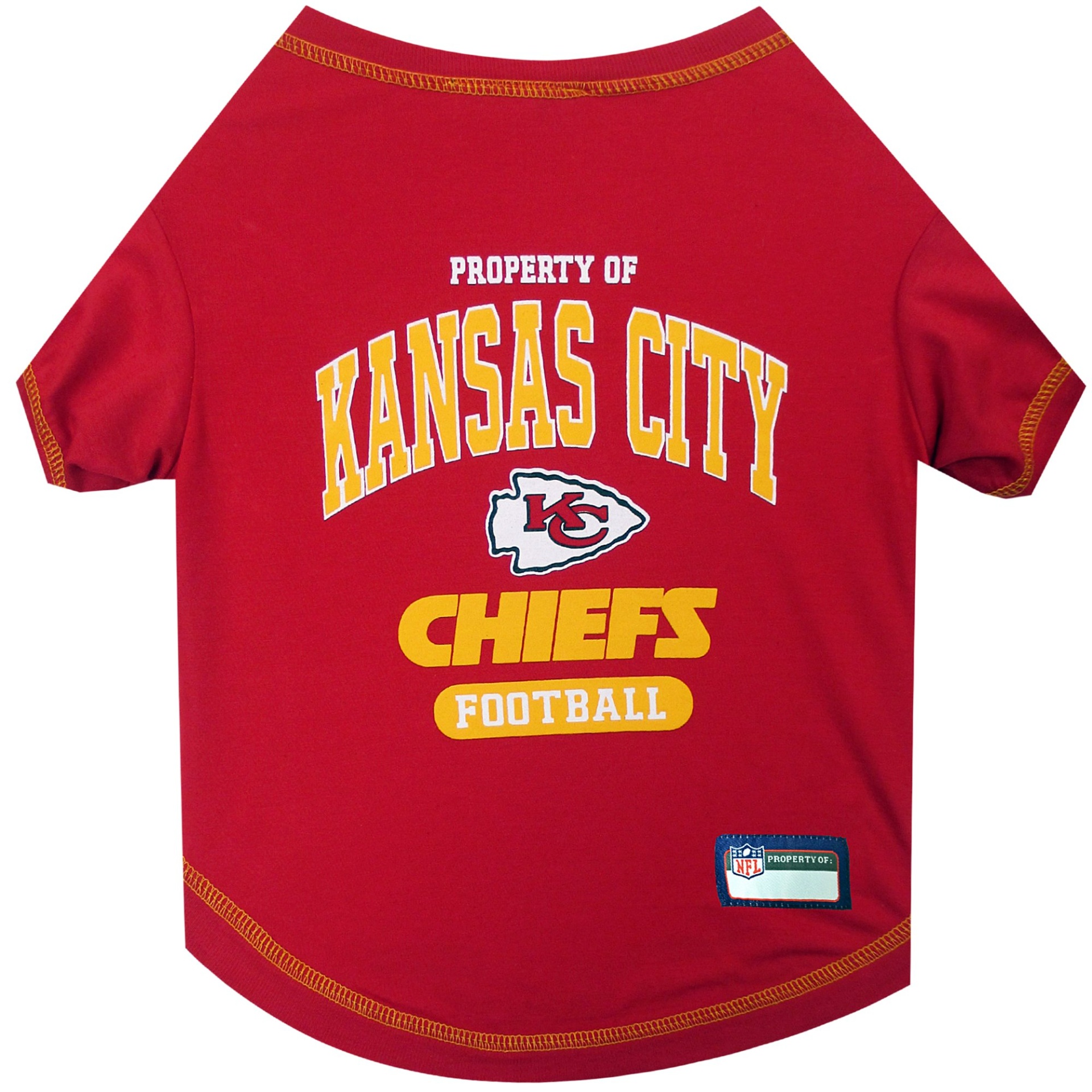 slide 1 of 1, Pets First Kansas City Chiefs T-Shirt, LG