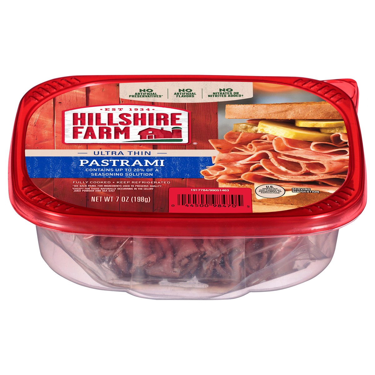 slide 1 of 5, Hillshire Farm Ultra Thin Sliced Deli Lunch Meat, Pastrami, 7 oz, 198.45 g