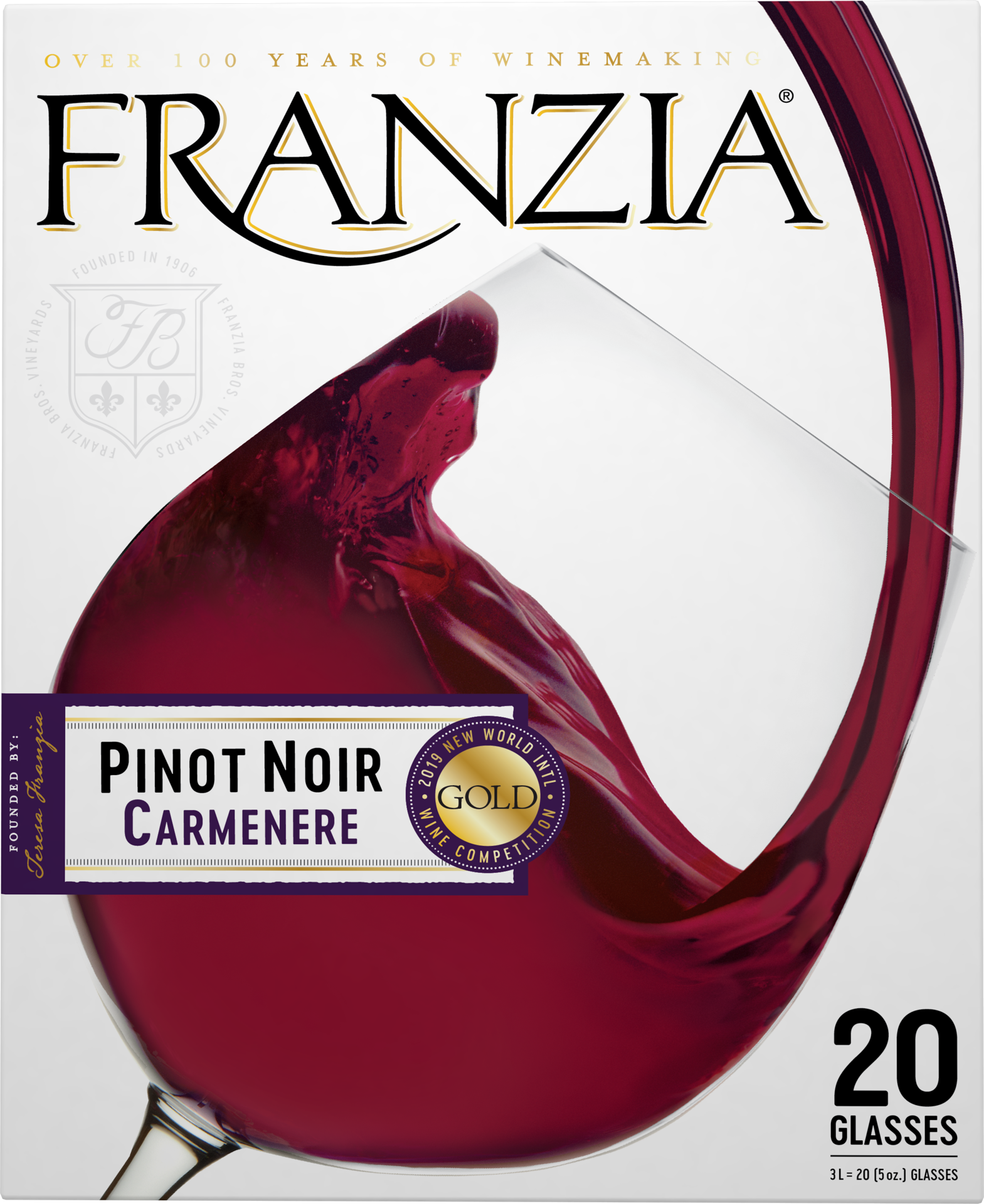 slide 2 of 4, Franzia Pinot Noir / Carmenere Red Wine, 3 liter box