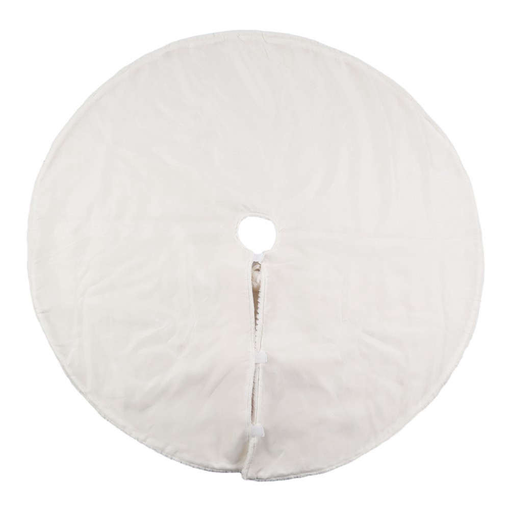 slide 3 of 3, 4ft. White Faux Fur With Pom Pom Tree Skirt By Ashland, 4 ft