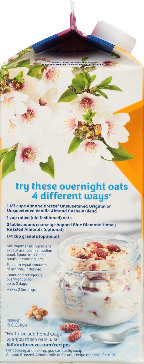 slide 10 of 14, Almond Breeze Blue Diamond Almond Breeze Unsweetened Vanilla Almondmilk Cashewmilk Blend 0.5 gal. Carton, 1.89 liter