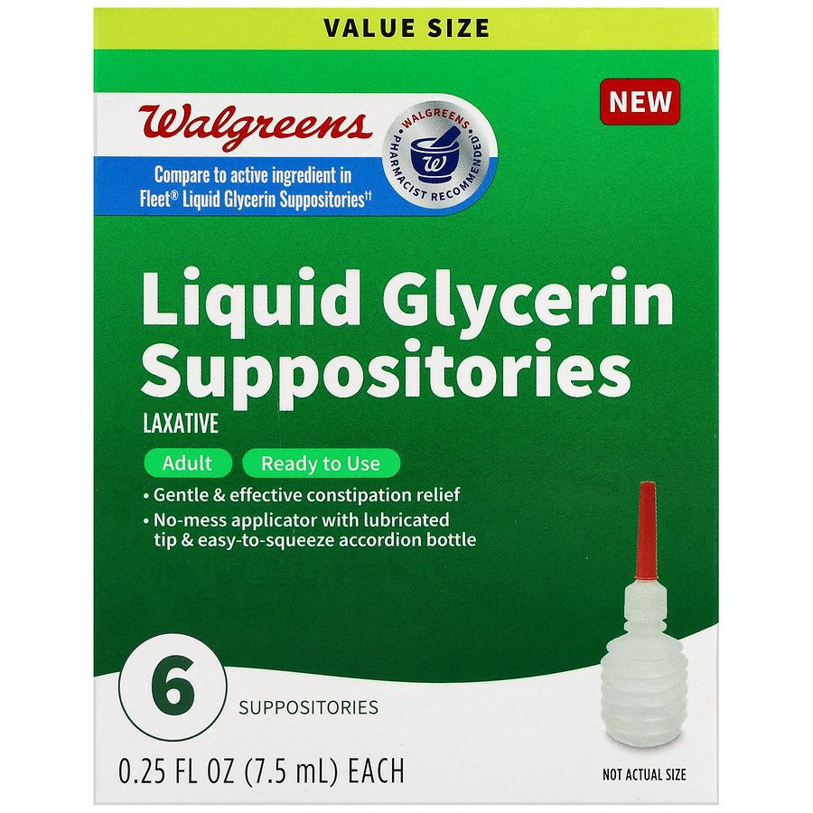 slide 1 of 4, Walgreens Liquid Glycerin Suppositories, 0.25 fl oz x 6 ct