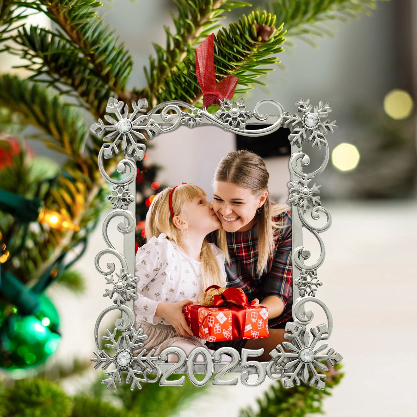 slide 3 of 3, 2" X 3" Silver Snowflake Metal Ornament Frame By Studio Decor, 2 in x 3 in