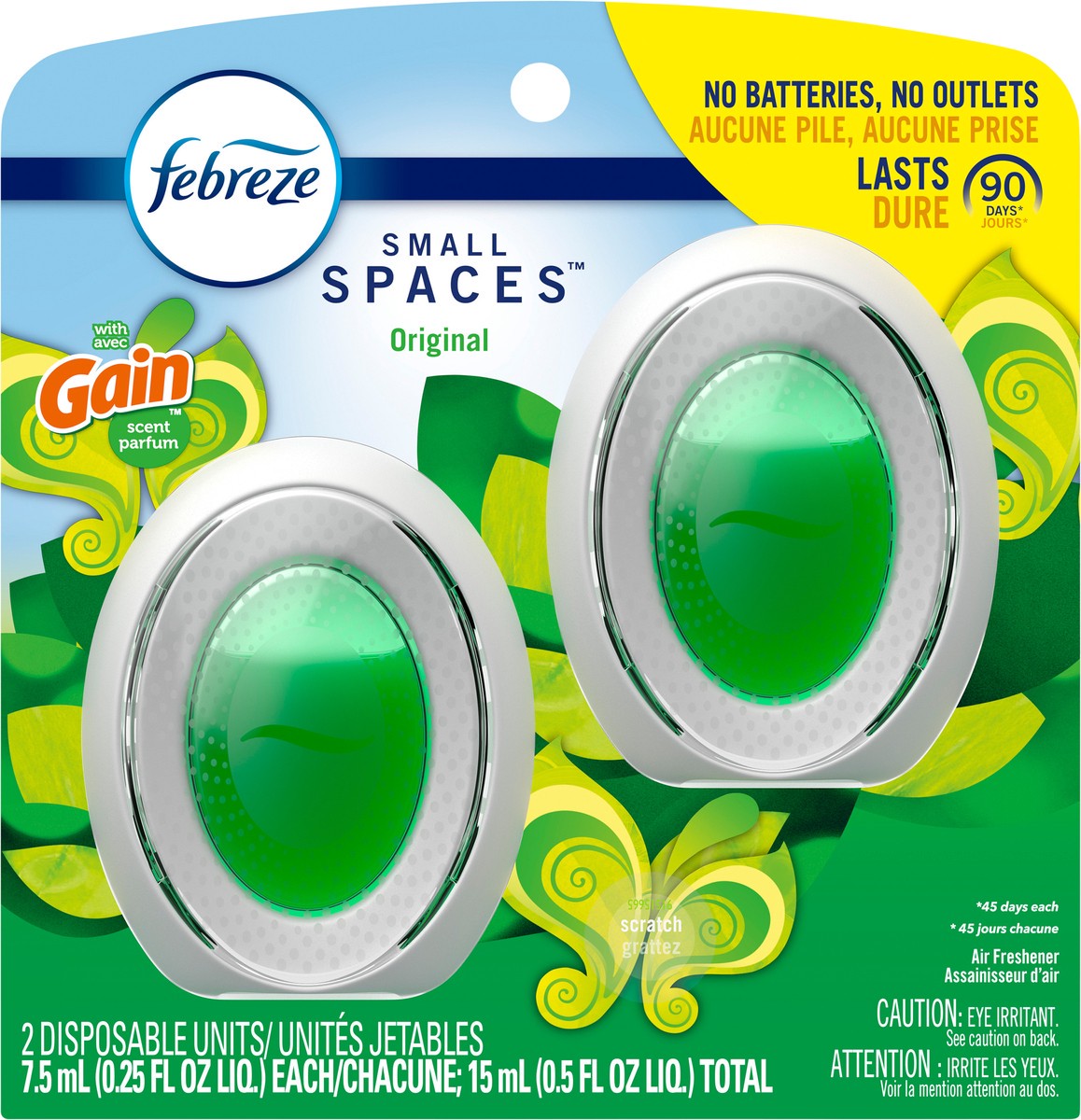 slide 3 of 3, Febreze Small Spaces Air Freshener, Gain Original Scent, 2 count, 2 ct