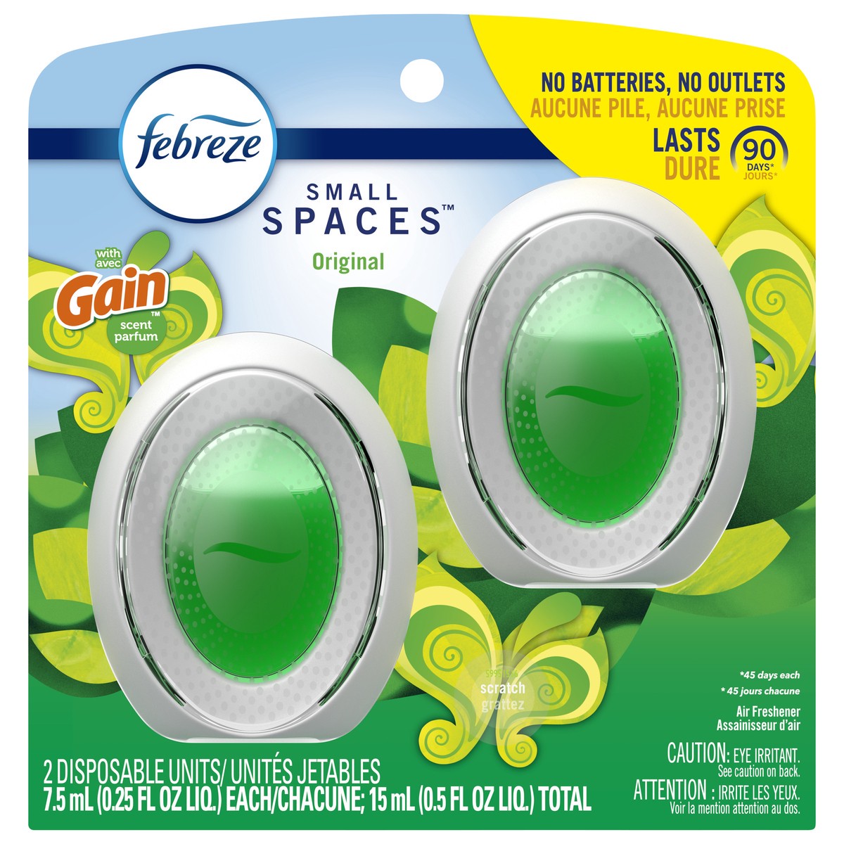 slide 1 of 3, Febreze Small Spaces Air Freshener, Gain Original Scent, 2 count, 2 ct