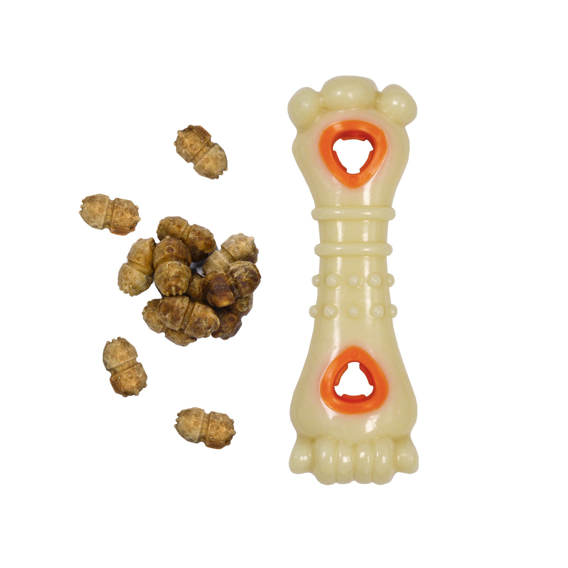 slide 3 of 10, Nylabone Power Chew Knuckle Bone & Pop-In Treat Toy Combo Chicken Pop-In Large/Giant - Up to 50 lbs.(1 Count), LG