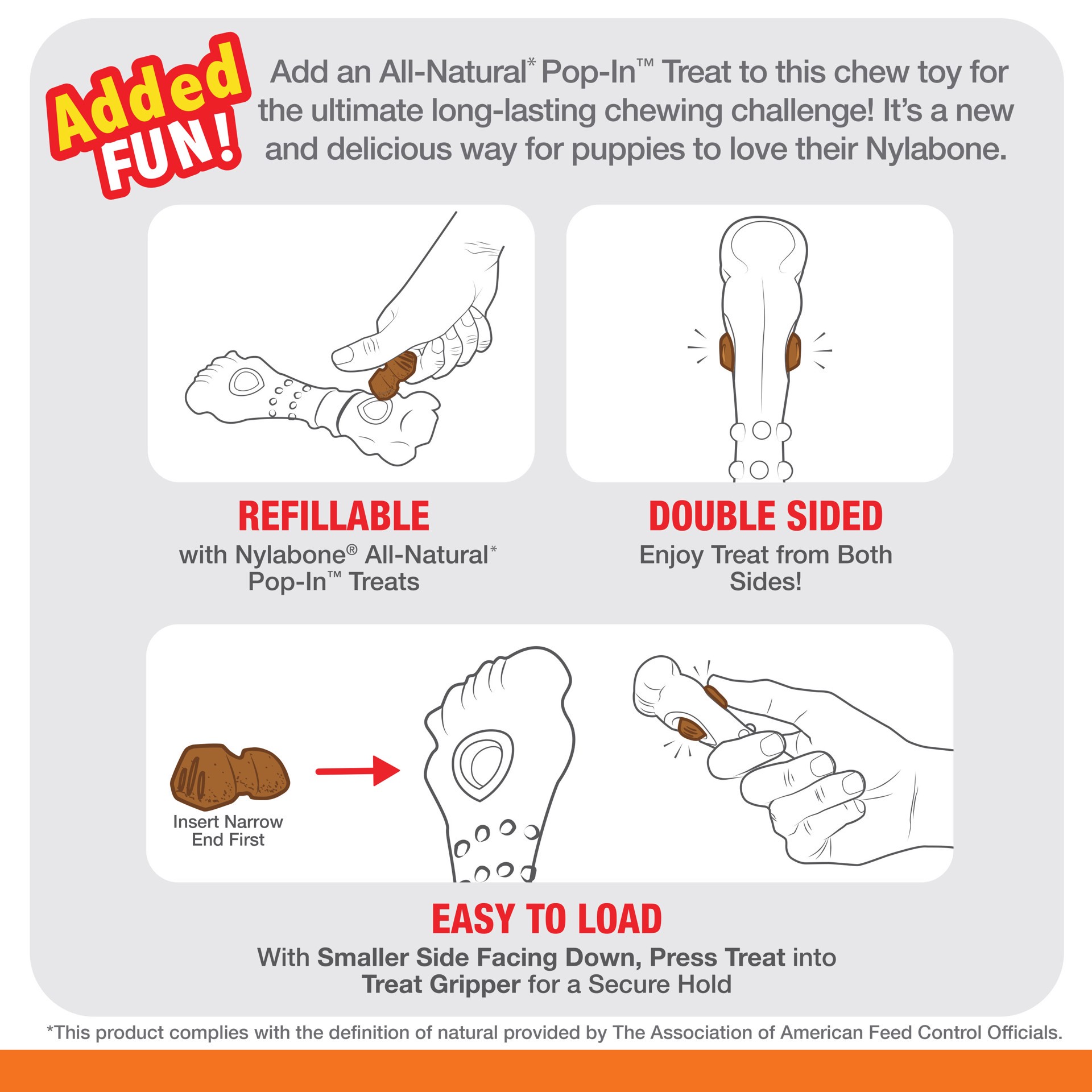slide 6 of 10, Nylabone Power Chew Knuckle Bone & Pop-In Treat Toy Combo Chicken Pop-In Large/Giant - Up to 50 lbs.(1 Count), LG