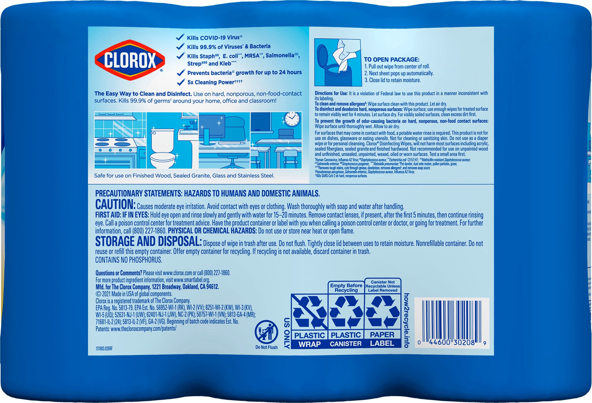 slide 5 of 5, Clorox Disinfecting Wipes Value Pack, Bleach Free Cleaning Wipes, 75 Count Each, Pack of 3 (30208) (Package May Vary), 3 ct